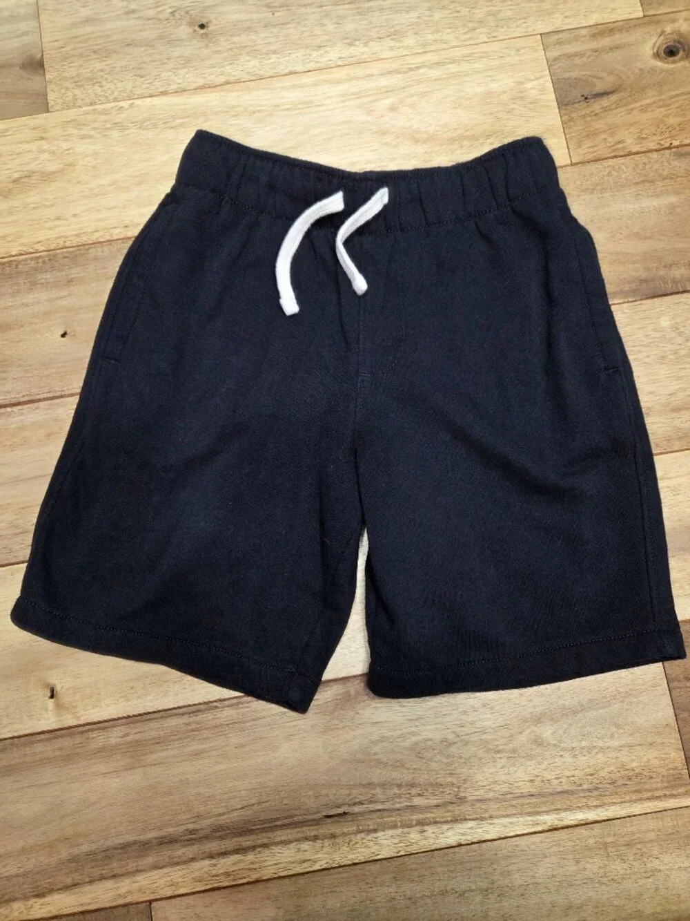 Black Shorts Elastic Waistband White Drawstring Casual Kids Shorts